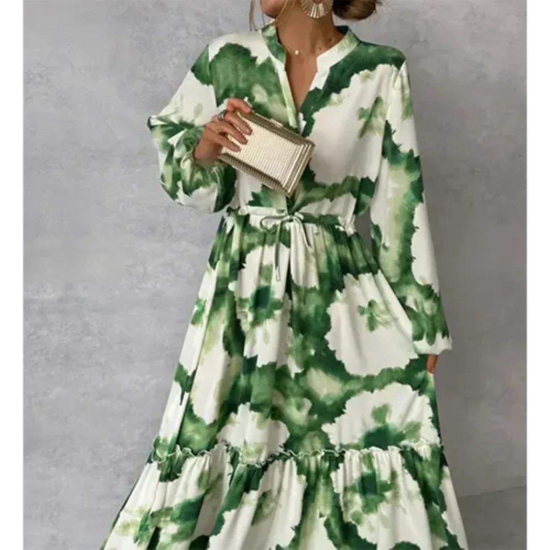 Donga | Vestido largo con escote en v y mangas largas