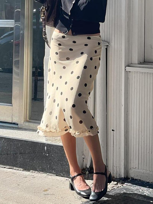 Kyomi | Falda Midi con Estampado de Lunares