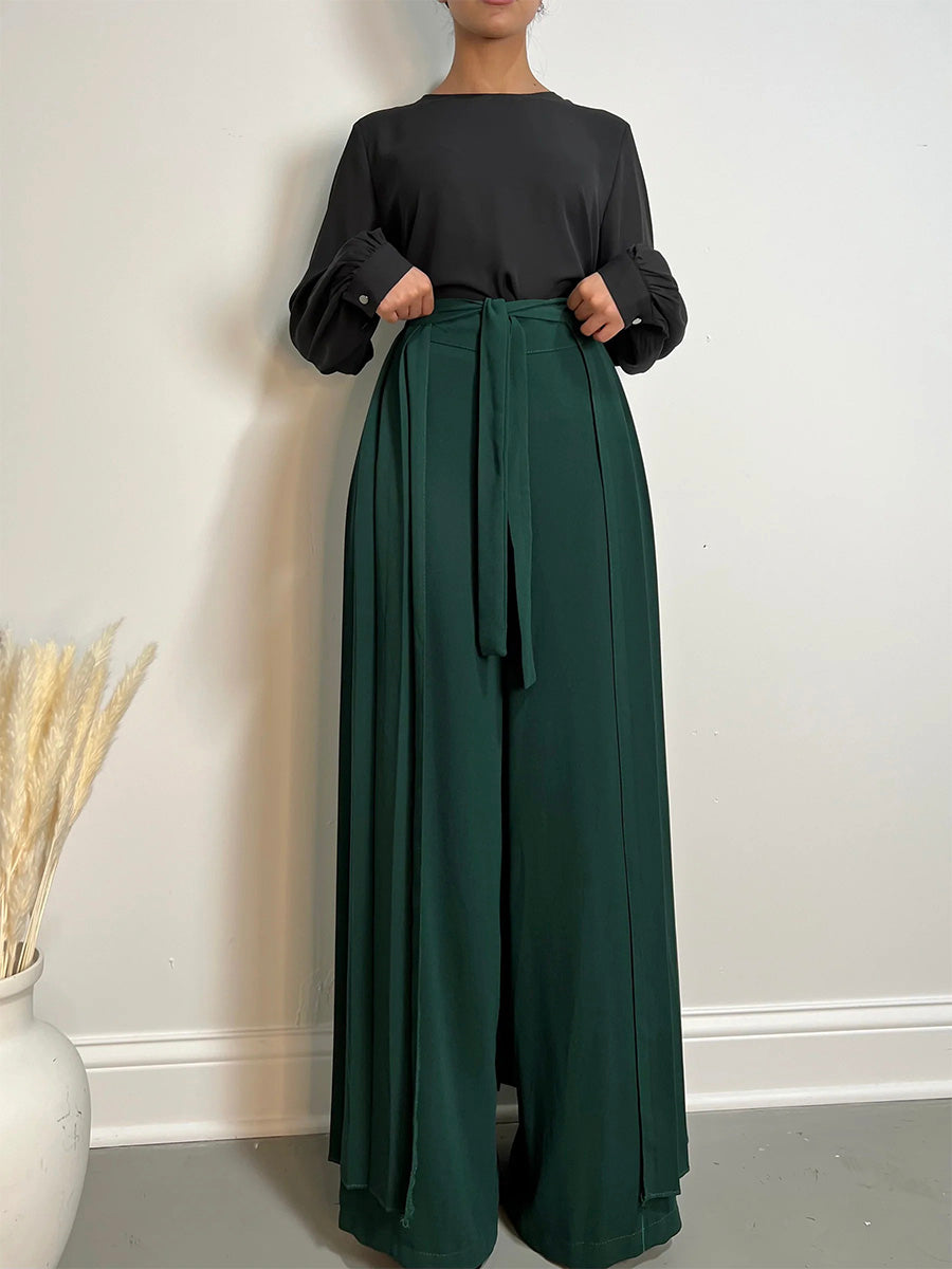 Timi | Pantalones con sobrefalda plisada