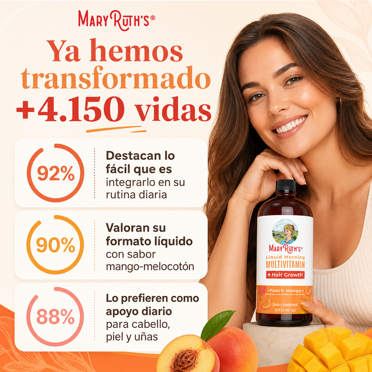 MaryRuth’s Morning Liquid Multivitamin | Cabello Más Grueso Y Abundante