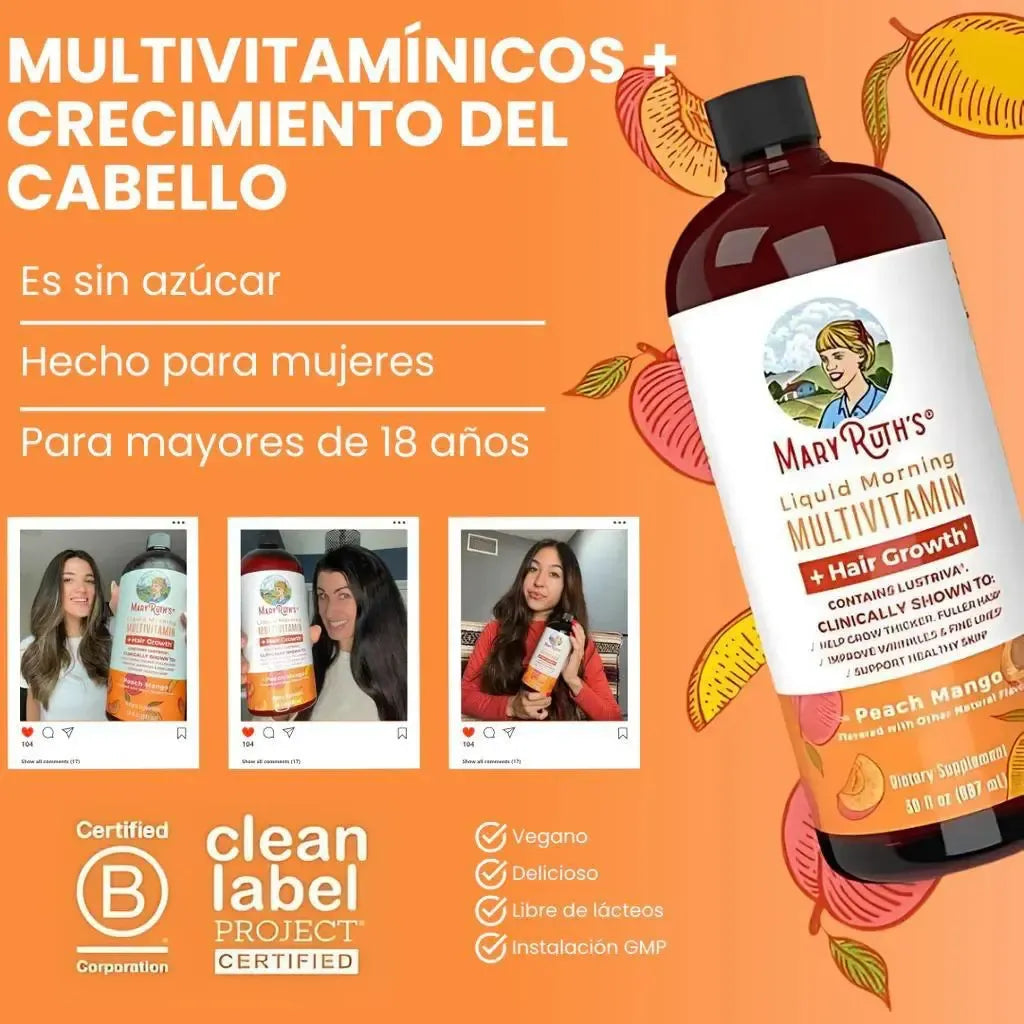 MaryRuth’s Morning Liquid Multivitamin | Cabello Más Grueso Y Abundante