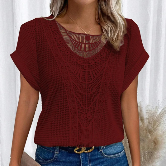 Tasya | Camisa de punto y detalles de encaje