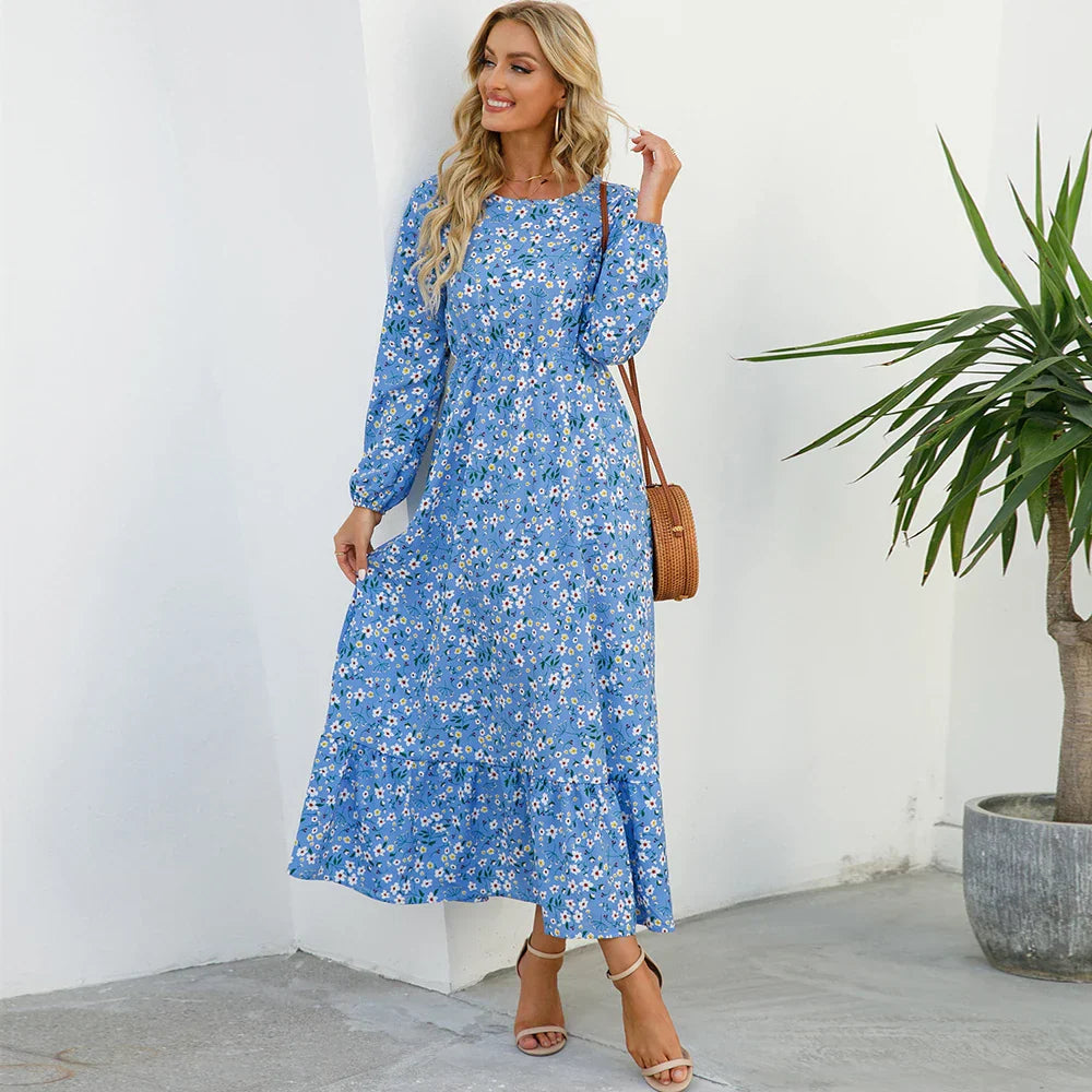 Chelsia | Vestido floral de mangas largas