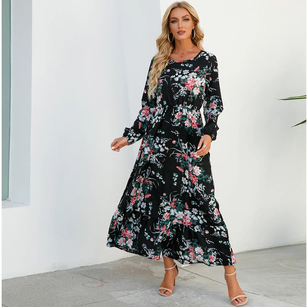 Chelsia | Vestido floral de mangas largas