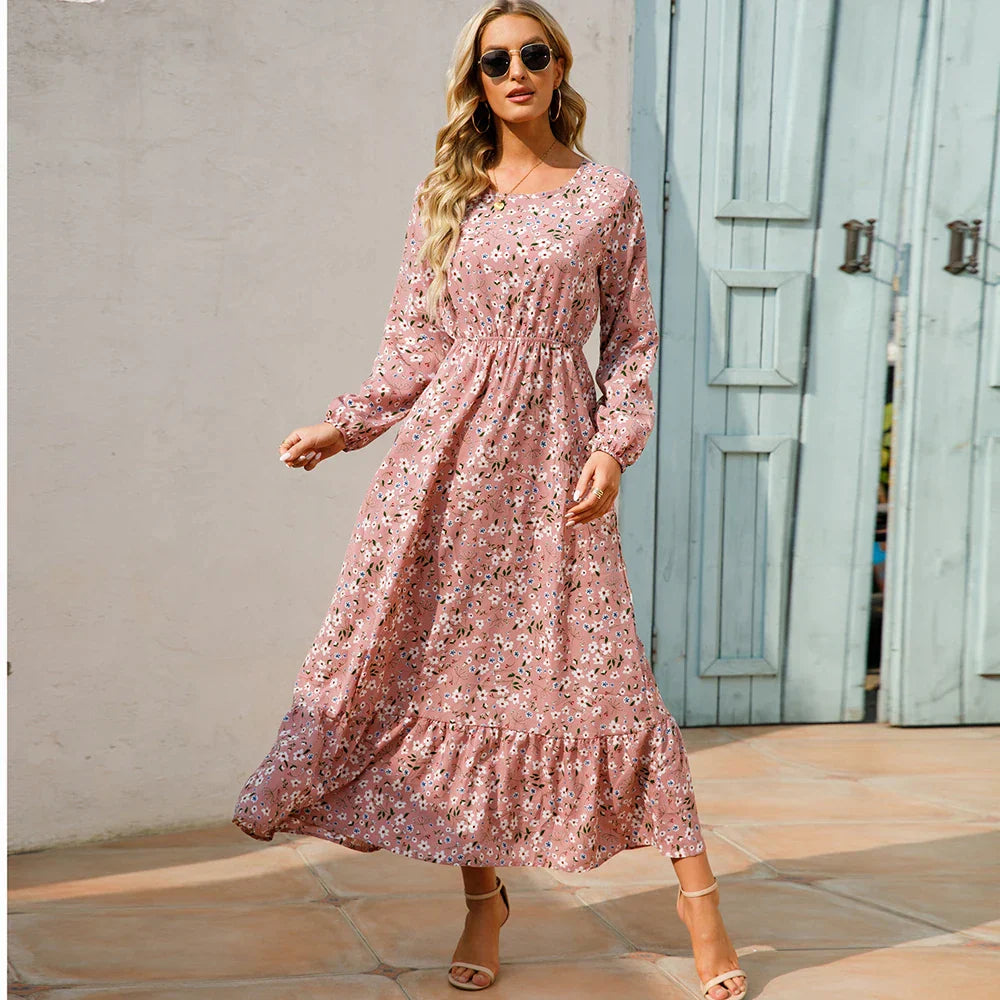 Chelsia | Vestido floral de mangas largas