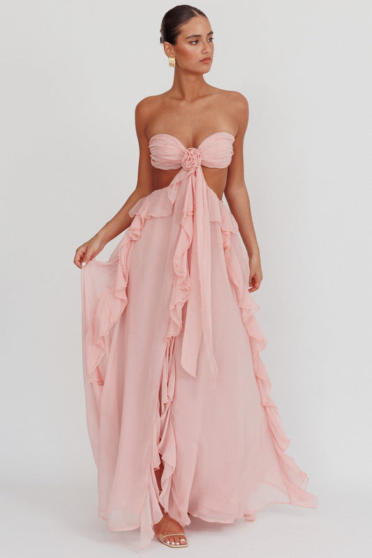 Ebba | Vestido largo con volantes y aberturas
