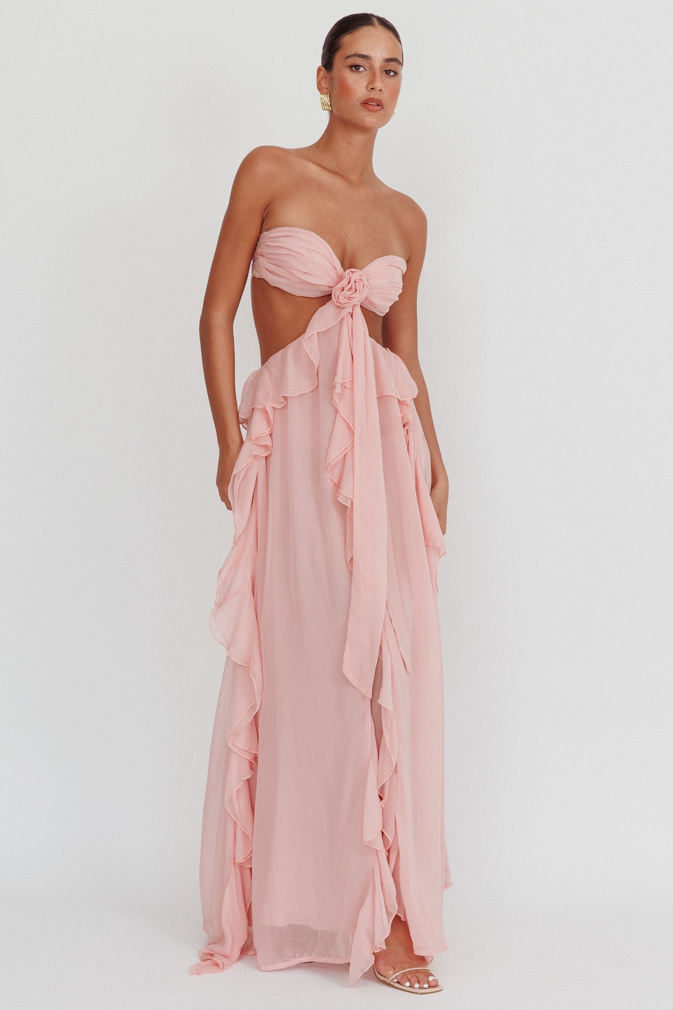Ebba | Vestido largo con volantes y aberturas