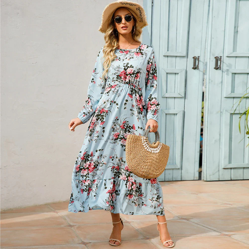 Chelsia | Vestido floral de mangas largas