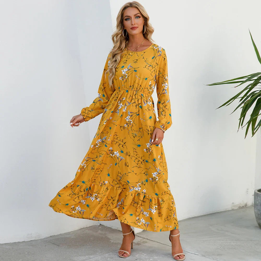 Chelsia | Vestido floral de mangas largas