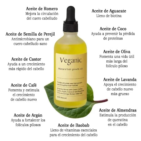 Veganic | Tratamiento de Aceite Natural para el Crecimiento del Cabello