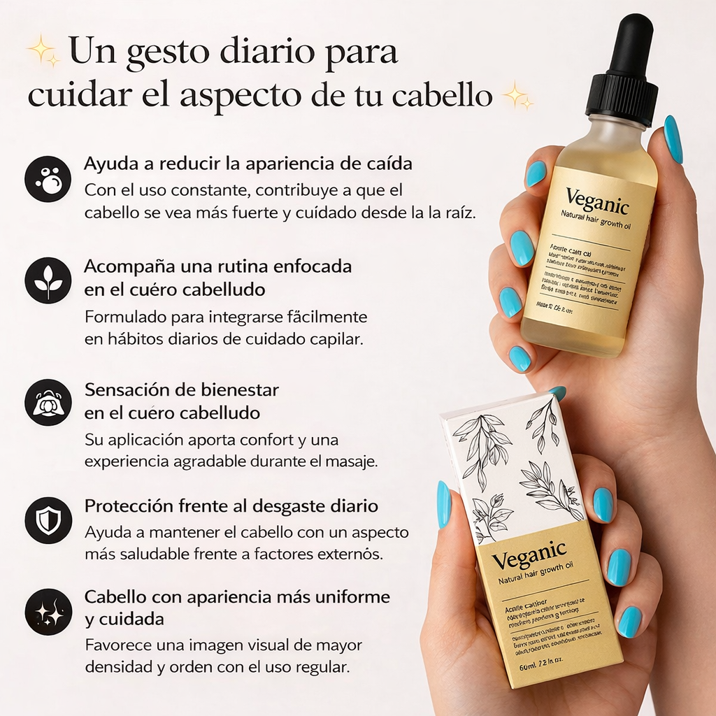 Veganic | Tratamiento de Aceite Natural para el Crecimiento del Cabello