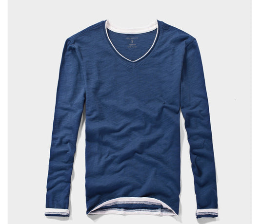 Ricardo | Camiseta de Manga Larga con Cuello en V para Hombre