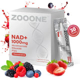 ZOOONE NR1000 - Mezcla de bebida sabor bayas de NAD+ para el apoyo al envejecimiento de la piel, energía y enfoque - Paquete de 30
