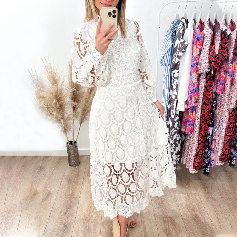 Nila | Vestido Largo de Encaje en Estilo Francés