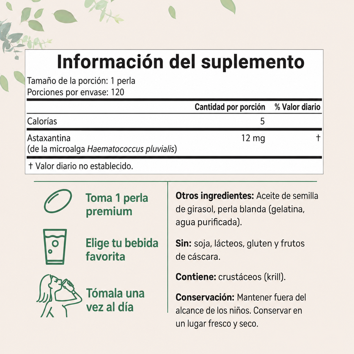 Cápsulas De Astaxantina 12 mg | Apoyo Antioxidante