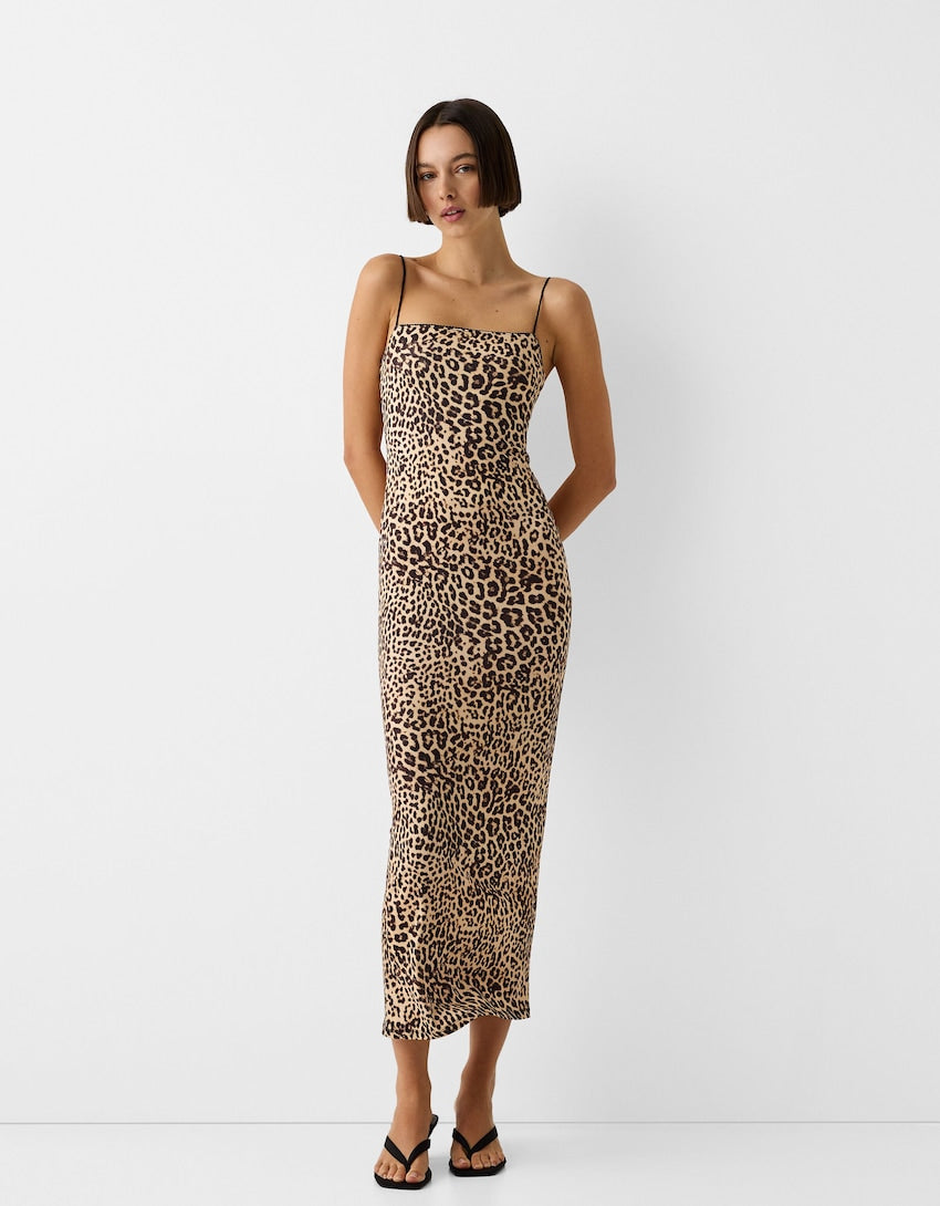 Mina | Vestido largo con estampado de leopardo