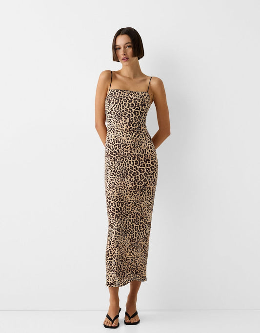 Mina | Vestido largo con estampado de leopardo