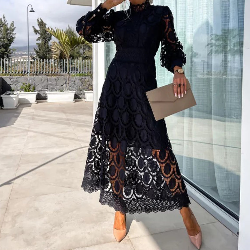 Nila | Vestido Largo de Encaje en Estilo Francés