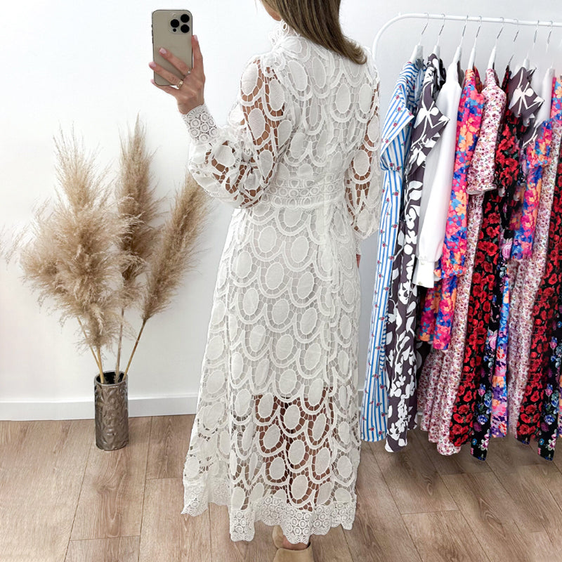 Nila | Vestido Largo de Encaje en Estilo Francés