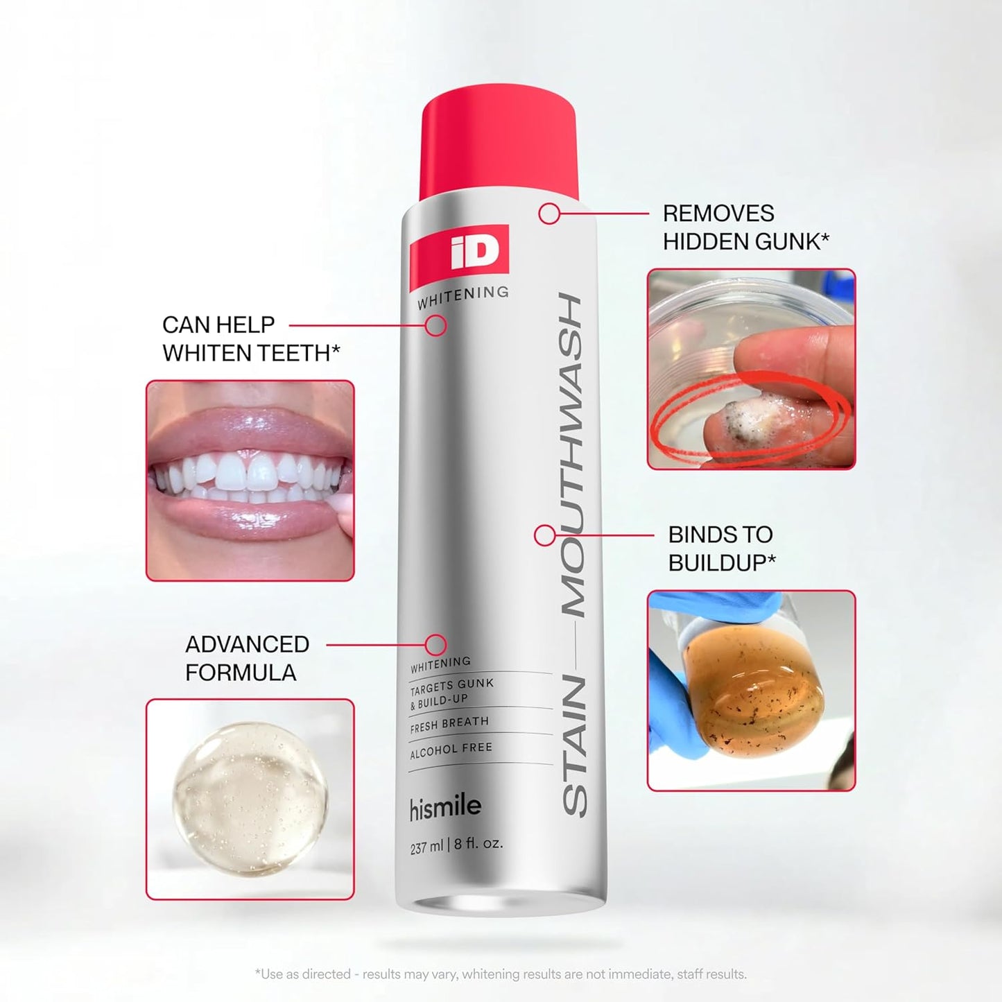 Hismile iD Stain | Enjuague bucal blanqueador para una sonrisa más luminosa