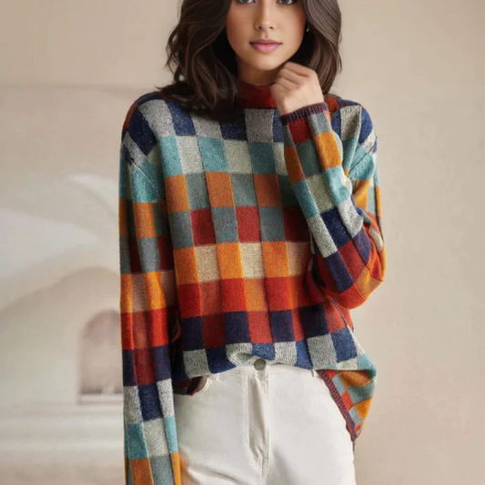 Pamela™ | Maglione a collo alto con motivo mosaico