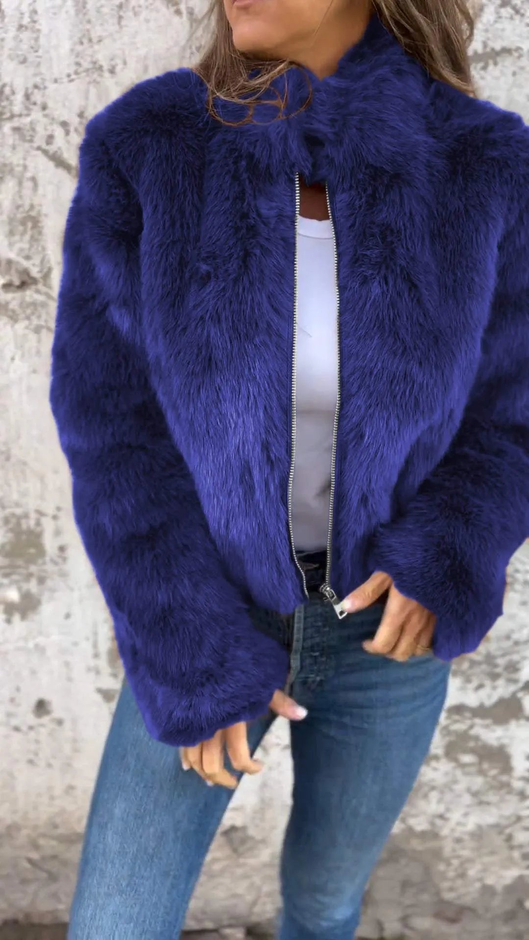 Caiyin | Chaqueta de Piel Sintética con Cuello Alto