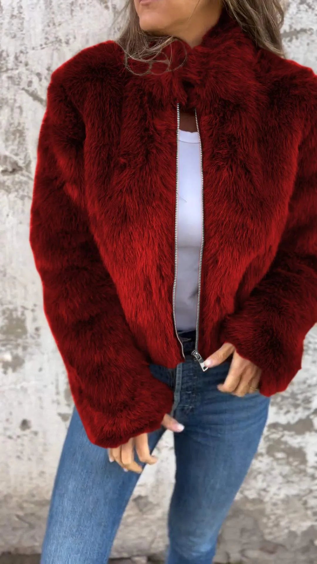 Caiyin | Chaqueta de Piel Sintética con Cuello Alto