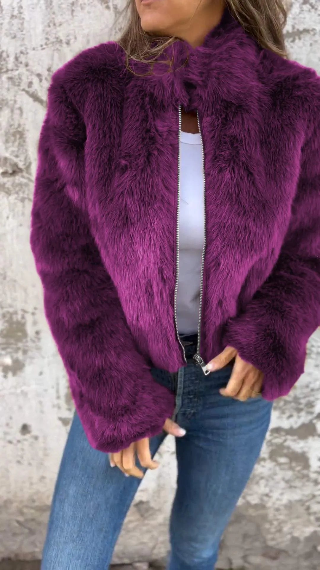 Caiyin | Chaqueta de Piel Sintética con Cuello Alto