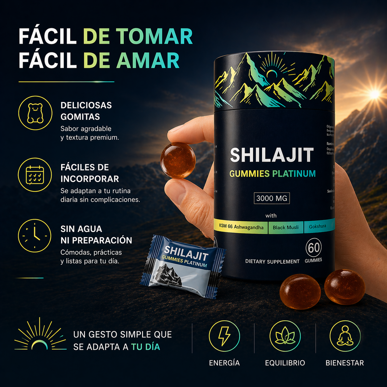 Shilajit Gummy Platinum | Bienestar diario, sin complicaciones