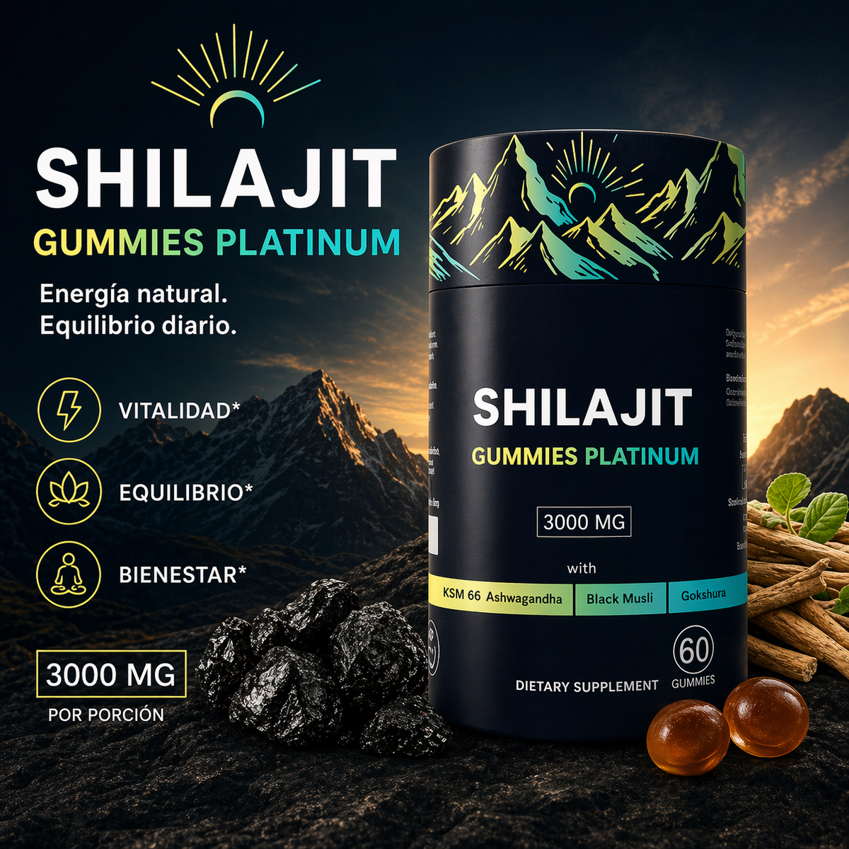 Shilajit Gummy Platinum | Bienestar diario, sin complicaciones