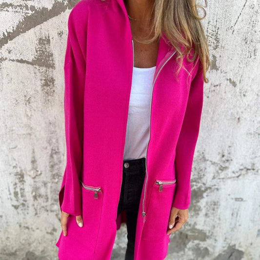 Olivia | Chaqueta Larga Con Capucha Y Cremallera