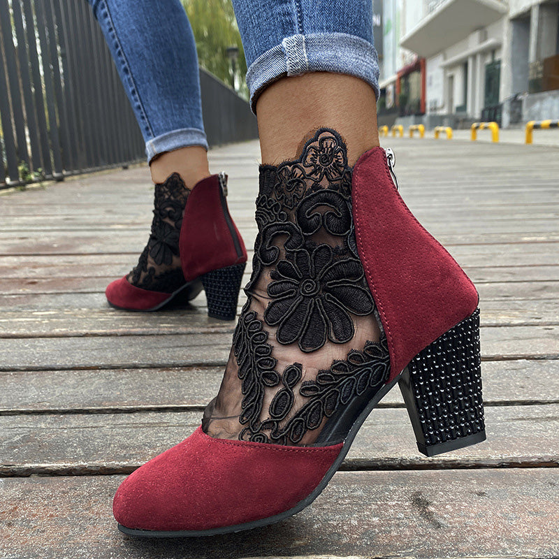 Ula | Botas de Tobillo con Detalle de Encaje