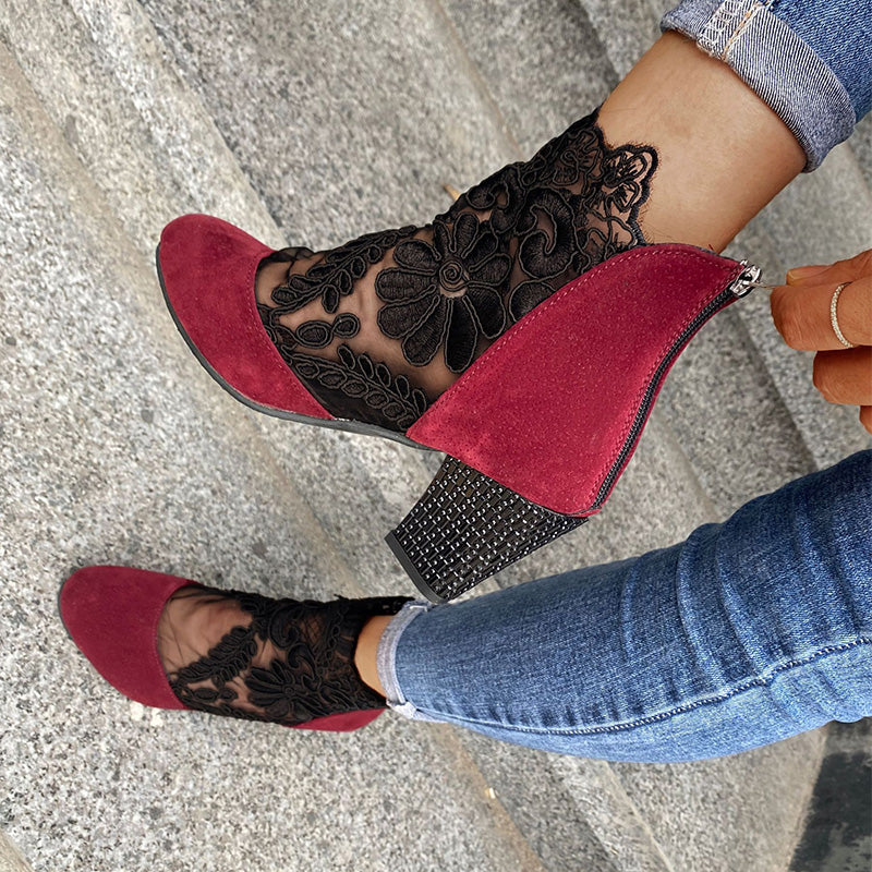Ula | Botas de Tobillo con Detalle de Encaje