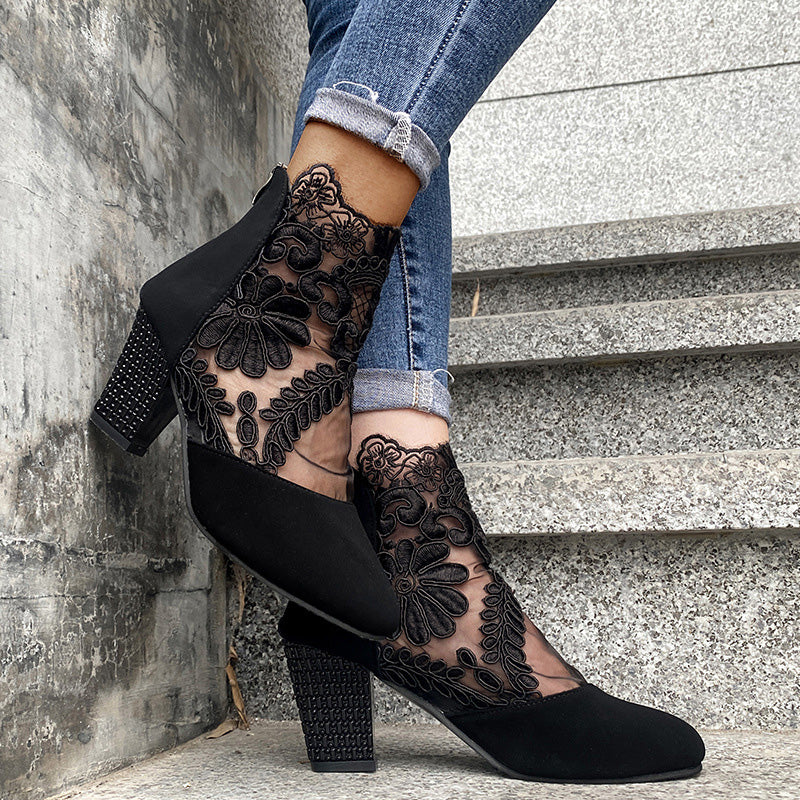 Ula | Botas de Tobillo con Detalle de Encaje