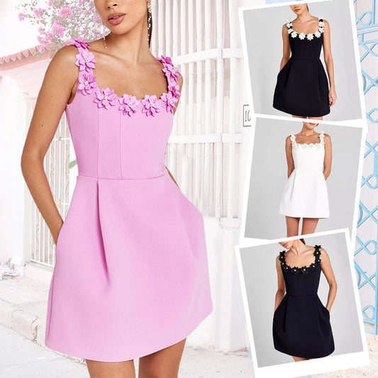 Rahel | Mini Vestido Romántico con Apliques Florales