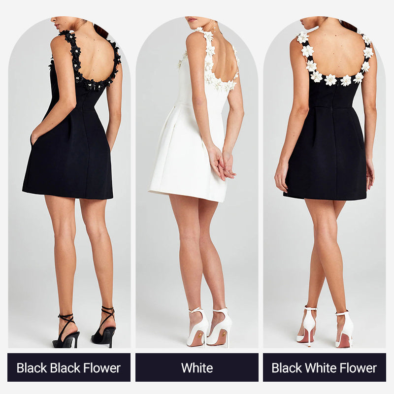 Rahel | Mini Vestido Romántico con Apliques Florales