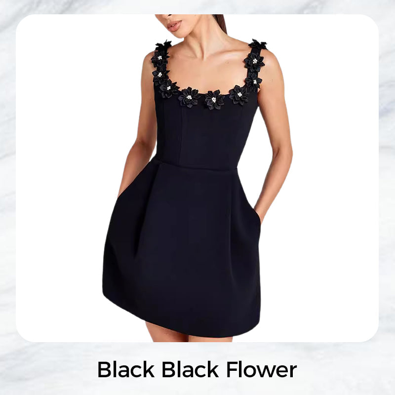 Rahel | Mini Vestido Romántico con Apliques Florales