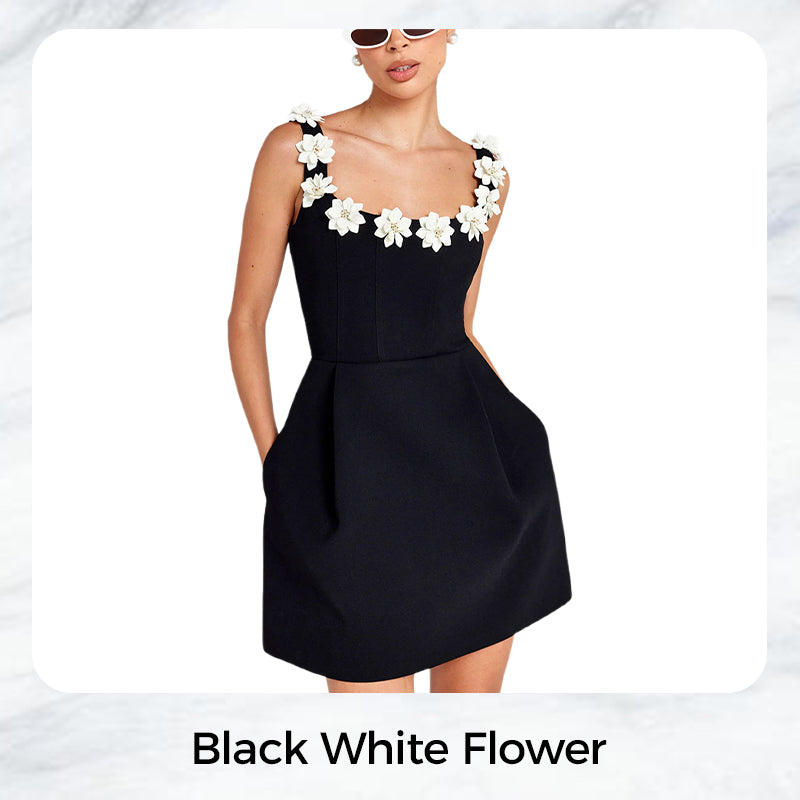 Rahel | Mini Vestido Romántico con Apliques Florales