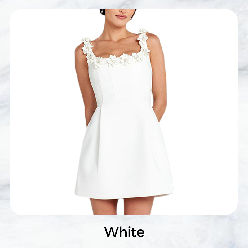 Rahel | Mini Vestido Romántico con Apliques Florales