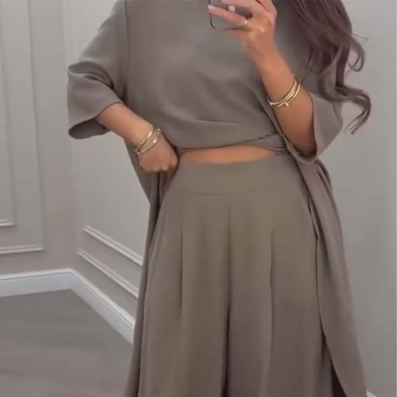 Honorine | Conjunto de pantalones anchos y top asimétrico