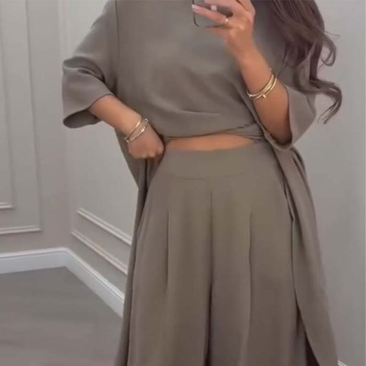 Honorine | Conjunto de pantalones anchos y top asimétrico