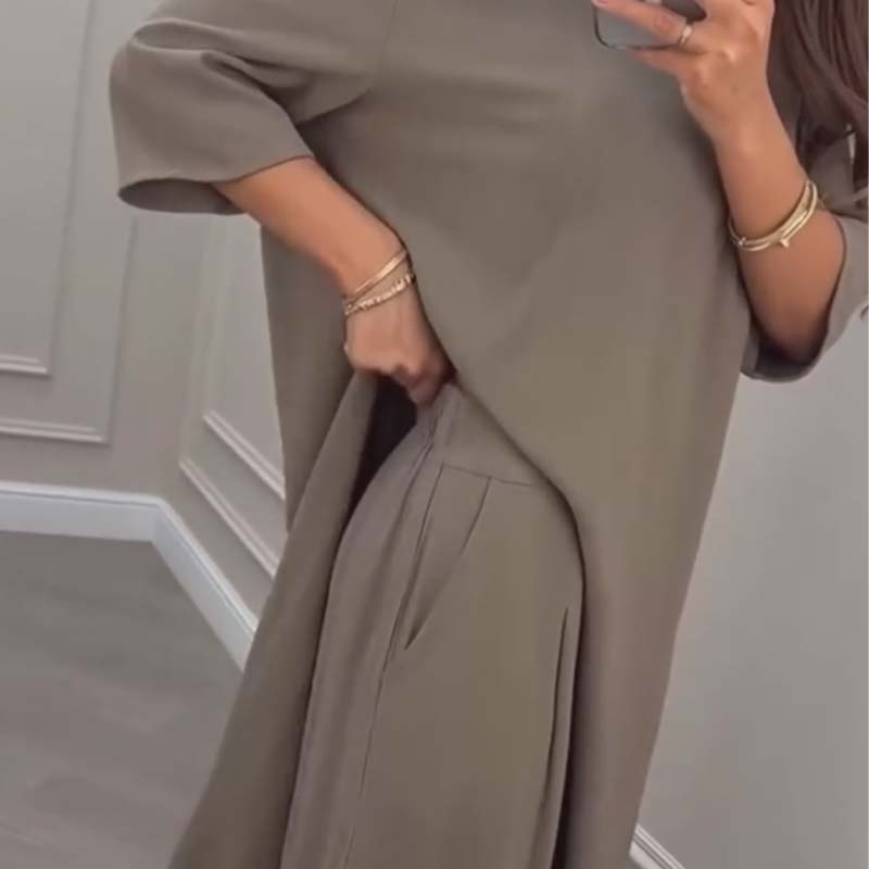 Honorine | Conjunto de pantalones anchos y top asimétrico