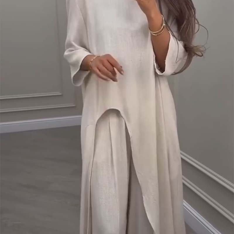 Honorine | Conjunto de pantalones anchos y top asimétrico