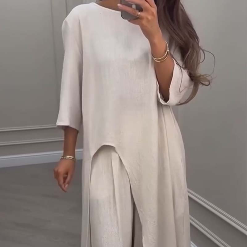 Honorine | Conjunto de pantalones anchos y top asimétrico