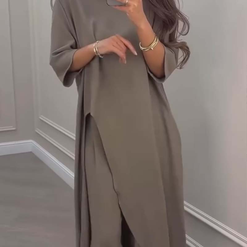 Honorine | Conjunto de pantalones anchos y top asimétrico