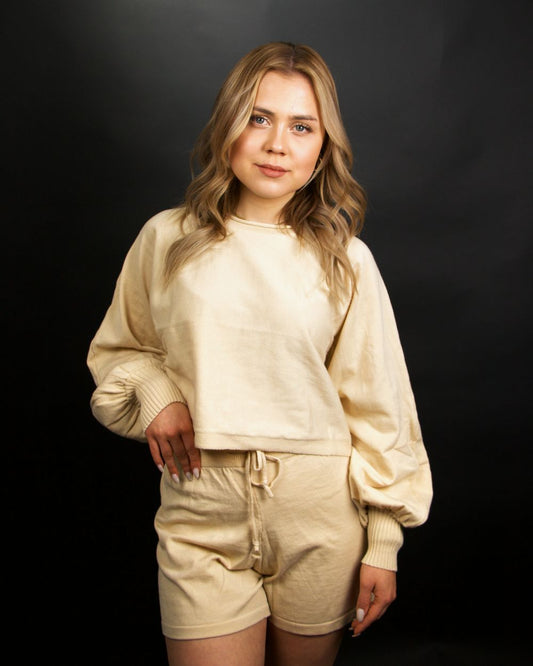 Praga | Conjunto cómodo de mujer con suéter y pantalones cortos