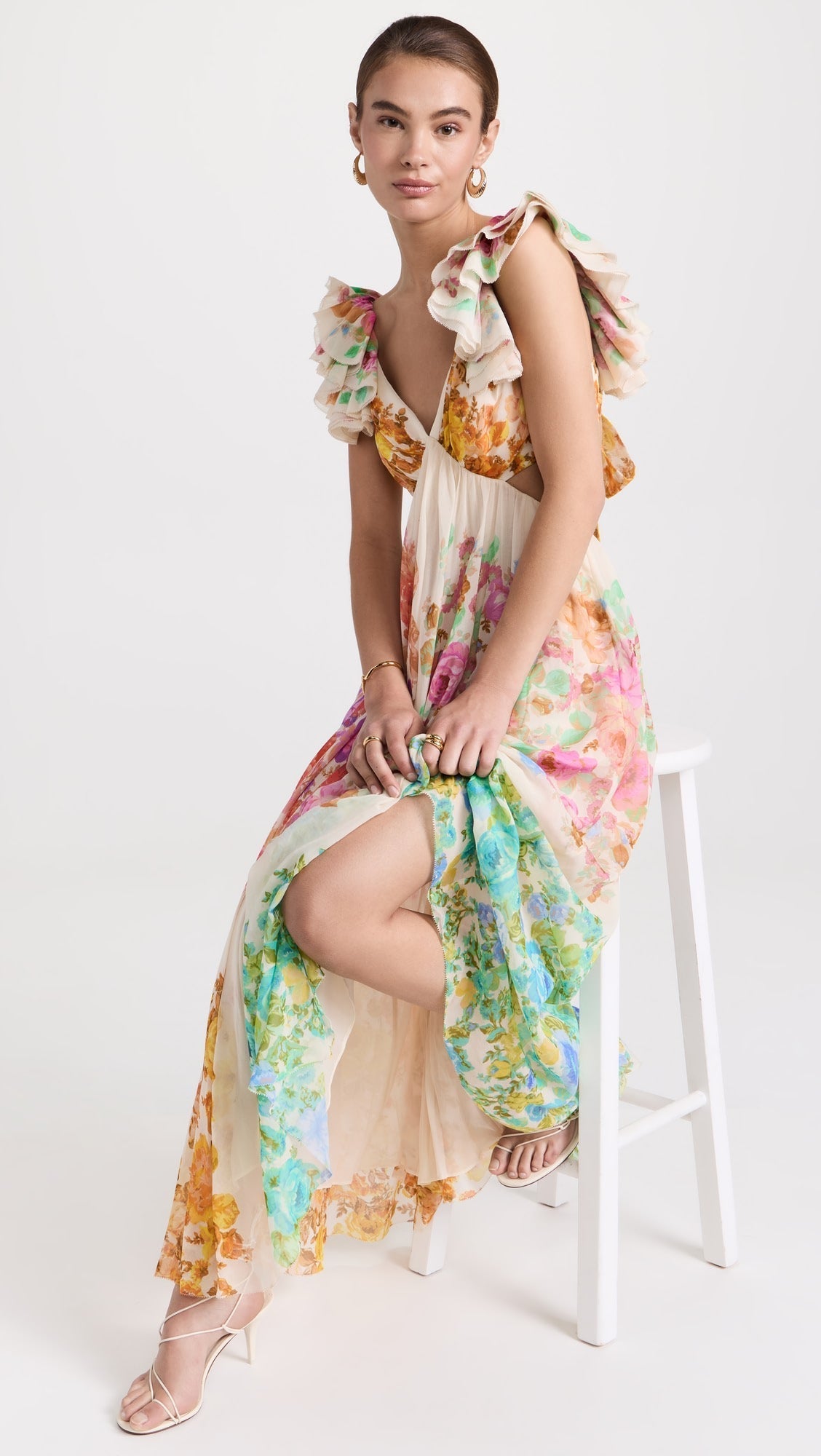 Zelia | Vestido Midi con Tirantes de Volantes