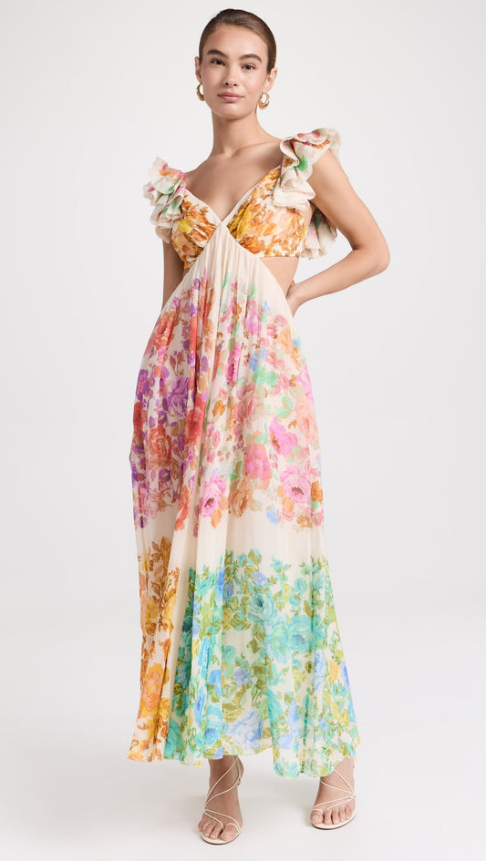 Zelia | Vestido Midi con Tirantes de Volantes